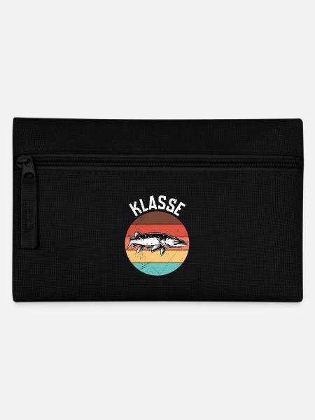 Angler Geburtstag KLASSE HECHT Lustiges Angeln - Federtasche - Schwarz