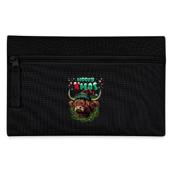 Mooey Xmas Schottisches Hochlandrind Kuh Lustig - Federtasche - Schwarz - Vorne