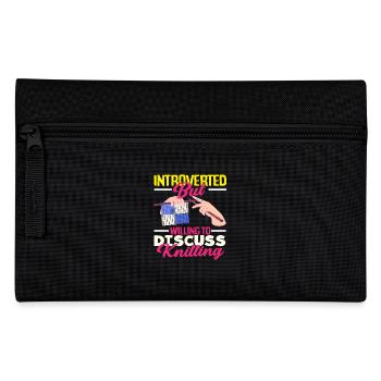 Introverted but discuss knitting - Pencil Case - black - Front