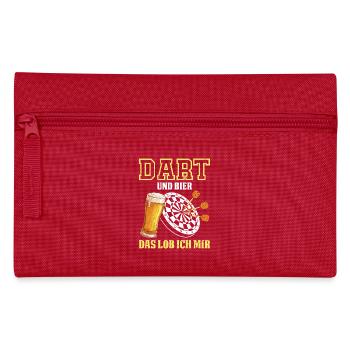 Dartspieler DART UND BIER DAS LOB ICH MIR Lustig - Federtasche - Rot - Vorne