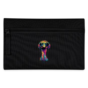 Strauss Vogel Kopfhörer Popart Emu Musik DJ Strauß - Federtasche - Schwarz - Vorne