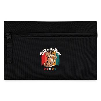 Dog Retro Paw Paw Print Cartoon Funny Woof - Pencil Case - black - Front