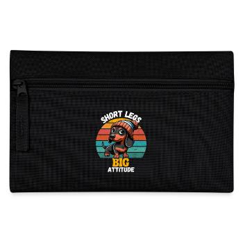 Hund Dackel Beanie Retro Dackelfreund Niedlich Wau - Federtasche - Schwarz - Vorne
