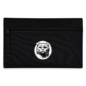 Süße Katze Scottish Fold Schwarz-Weiß Porträt - Federtasche - Schwarz - Vorne