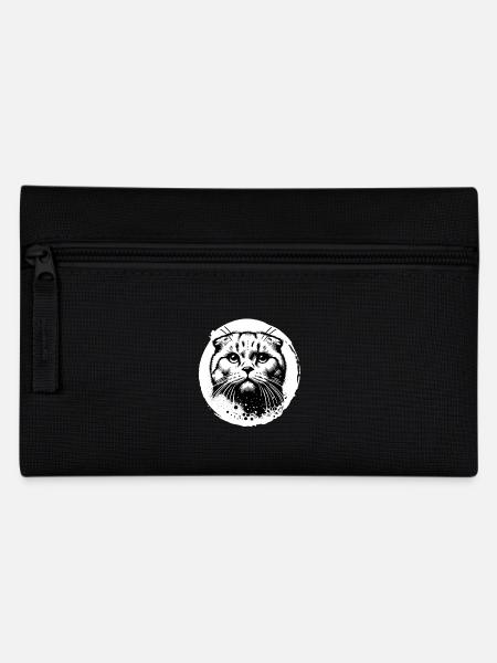 Süße Katze Scottish Fold Schwarz-Weiß Porträt - Federtasche - Schwarz