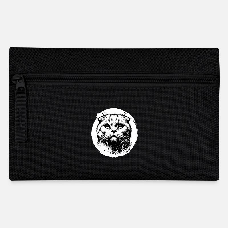 Süße Katze Scottish Fold Schwarz-Weiß Porträt - Federtasche - Schwarz