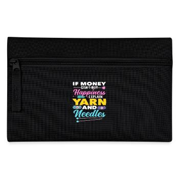 Knitting Happiness Explained with Yarn and Needles - Pencil Case - black - Front
