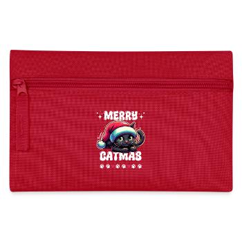 Merry Catmas Weihnachten Katze Pfote Katzenmama - Federtasche - Rot - Vorne