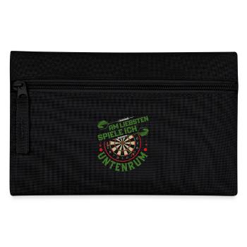 Dart Spieler AM LIEBSTEN SPIELE ICH UNTENRUM - Federtasche - Schwarz - Vorne