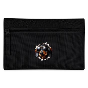 Lustiger Süßer Dackel Hund mit Sonnenbrille Wand - Federtasche - Schwarz - Vorne