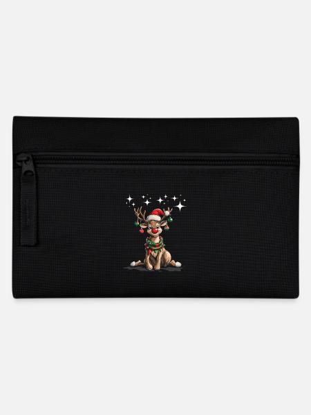 Weihnachten Elch Weihnachtsmütze Weihnachtsoutfit - Federtasche - Schwarz