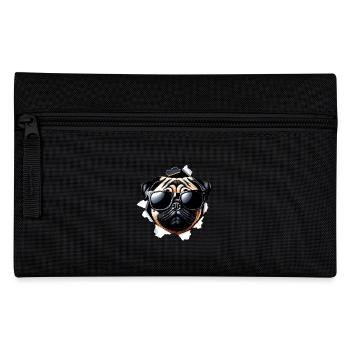 Lustiger Süßer Mops Hund mit Sonnenbrille Wand - Federtasche - Schwarz - Vorne