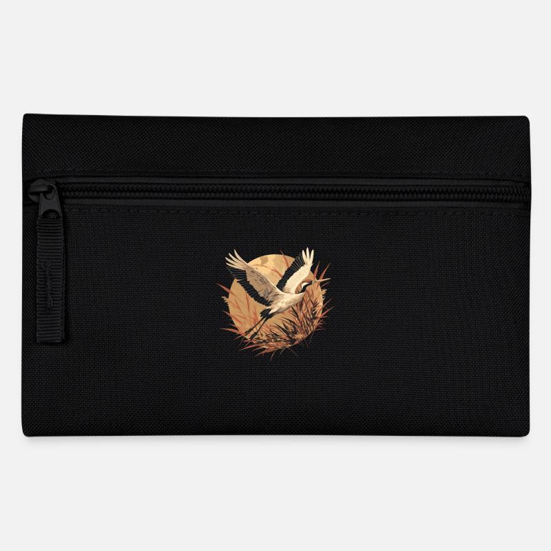 Kraniche Kranich - Federtasche - Schwarz