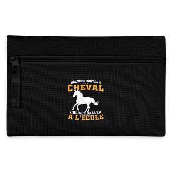 Born to ride a horse, forced to go to school - Pencil Case - black - Front