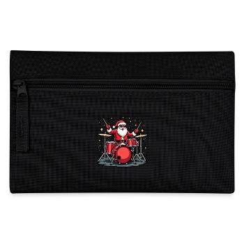 Santa spielt Schlagzeug - Weihnachts-Schlagzeuger - Federtasche - Schwarz - Vorne