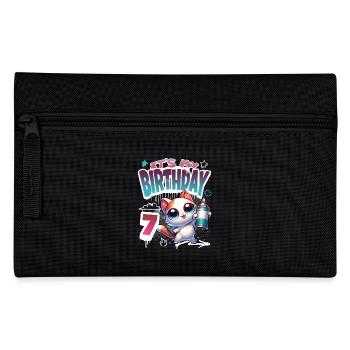 Graffiti de chat de 7e anniversaire - Trousse - noir - Devant
