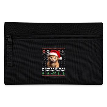 Meowy Catmas Christmas Matching Look - Santa Hat - Pencil Case - black - Front
