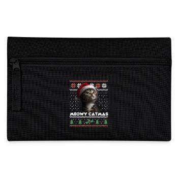 Meowy Catma's Christmas Matching Look with Santa Hat - Pencil Case - black - Front
