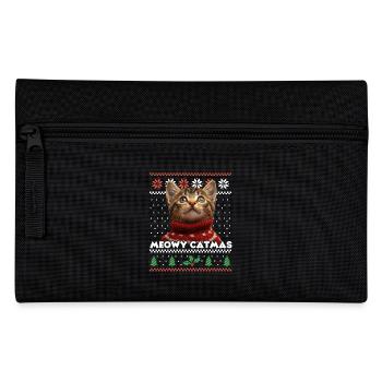 Meowy Catmas Christmas Matching Look - Red Scarf - Pencil Case - black - Front