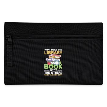 What does one library book say to the other - Federtasche - Schwarz - Vorne
