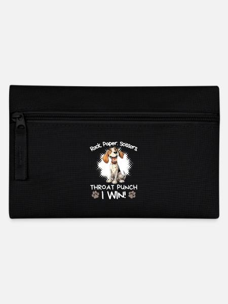 Rock Paper Scissors Throat Punch - Spaniel Humor - Pencil Case - black