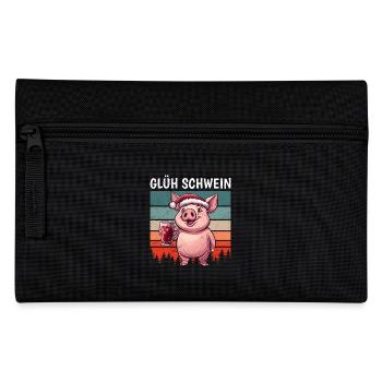 Glühwein Liebhaber GLÜH SCHWEIN Lustiges - Federtasche - Schwarz - Vorne