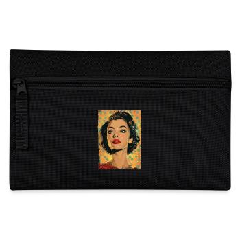 Klassische Retro Pop-Kunst Frau - Federtasche - Schwarz - Vorne