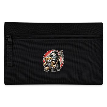 Crying Grim Reaper cuddling a stuffed animal - Pencil Case - black - Front