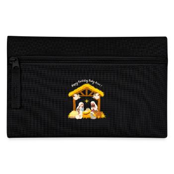 Merry Christmas Happy Birthday Baby Jesus Gifts - Pencil Case - black - Front
