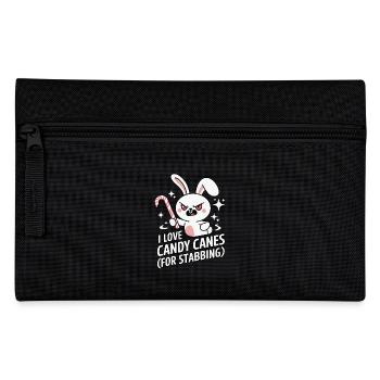 I Love Candy Canes Funny Christmas Bunny - Pencil Case - black - Front