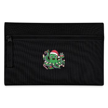 Christmas Octopus with Lights and Hat Christmas - Pencil Case - black - Front
