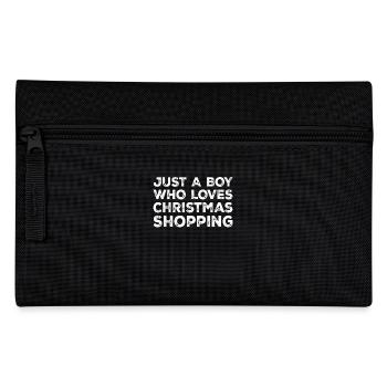 Just A Boy Who Loves Christmas Shopping, Xmas - Pencil Case - black - Front