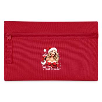 Santa's Little Troublemaker Christmas Hat - Pencil Case - red - Front