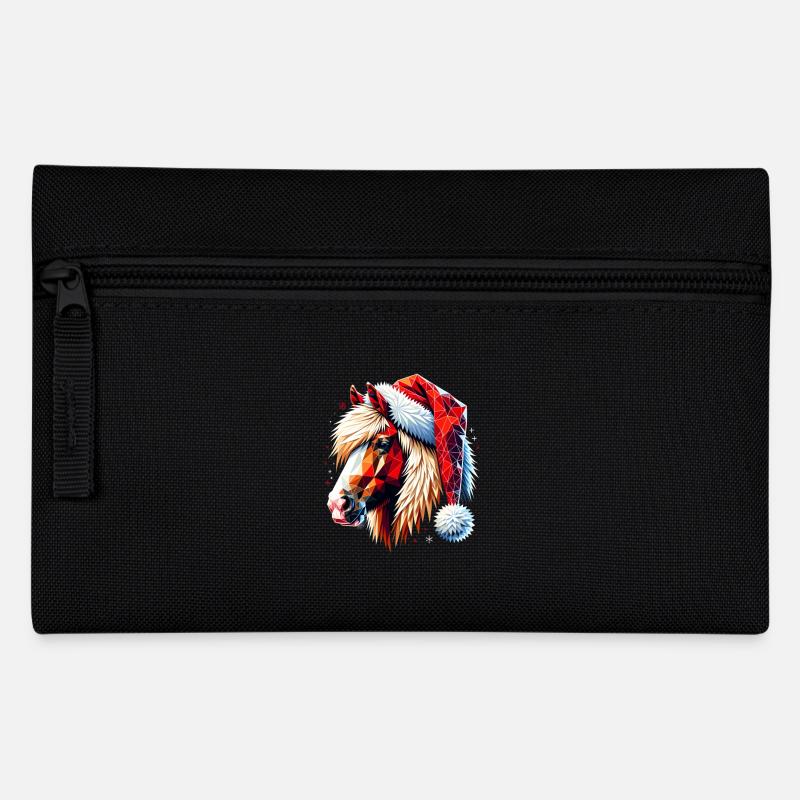 Original Polygon Kunst Haflinger Pferd Weihnachten - Federtasche - Schwarz