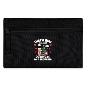 Just A Girl Who Loves Christmas and Shopping, Xmas - Pencil Case - black - Front