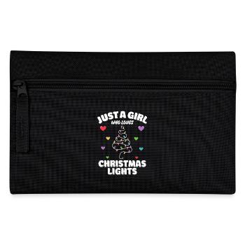 Just A Girl Who Loves Christmas Lights, Funny Xmas - Pencil Case - black - Front