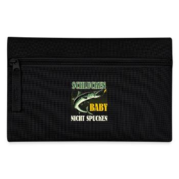 Hecht Angler SCHLUCKEN BABY NICHT SPUCKEN Lustiges - Federtasche - Schwarz - Vorne