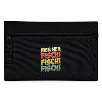 Angeln Hobby HIER HER FISCHI FISCHI FISCHI Lustig - Federtasche - Schwarz - Vorne