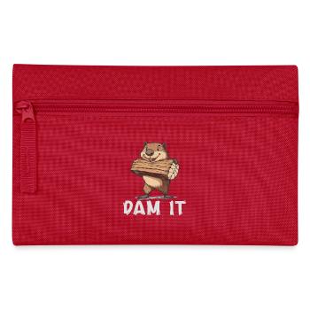 Dam It Biber Cartoon Mit Staudamm Und Wasser - Federtasche - Rot - Vorne
