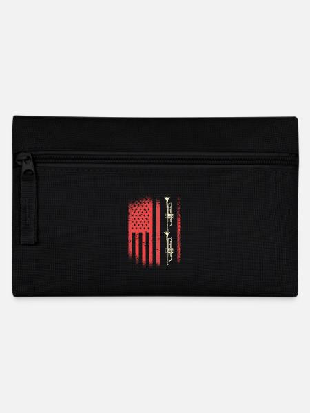 Amerikanische Flagge Mit Trompeten Motiv - Federtasche - Schwarz