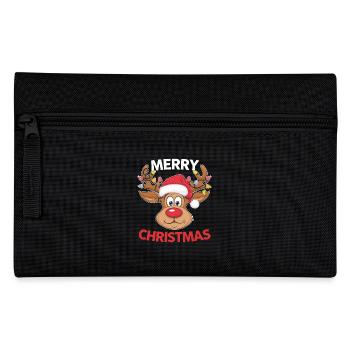 Merry Christmas Reindeer Men Women Family Matching - Pencil Case - black - Front