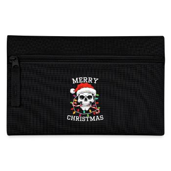 Merry Christmas Skull Skeleton with Santa Hat Xmas - Federtasche - Schwarz - Vorne
