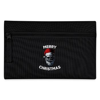 Merry Christmas Skull Skeleton with Santa Hat Xmas - Federtasche - Schwarz - Vorne