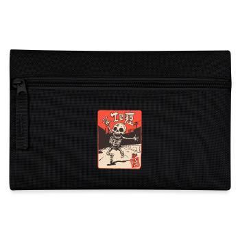 Japanese Edo Japan Retro Cartoon Skeleton - Pencil Case - black - Front