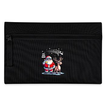 Cool Santa Claus with Reindeer Says Ho Ho Ho - Pencil Case - black - Front