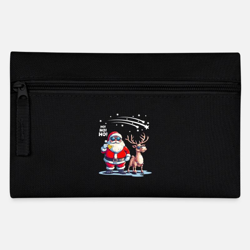 Cooler Weihnachtsmann mit Rentier sagt Ho Ho Ho - Federtasche - Schwarz