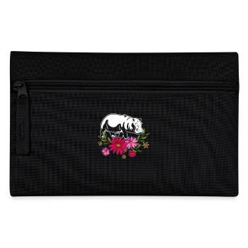 Hippo With Flowers - Pencil Case - black - Front