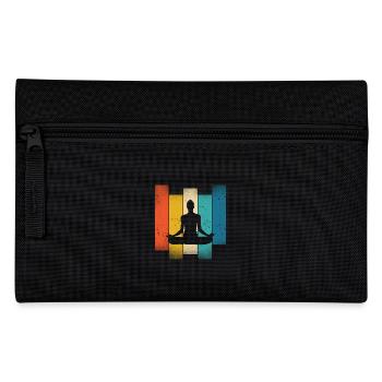Retro Yoga Silhouette Meditation Colors - Pencil Case - black - Front