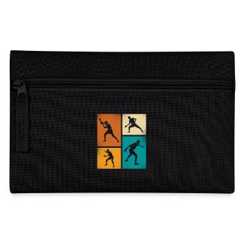 Vintage Tischtennis Silhouetten Im Retro-Stil - Federtasche - Schwarz - Vorne