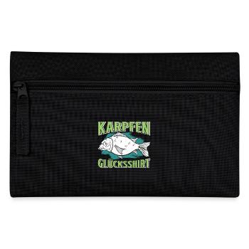 Angler Outfiit KARPFEN GLÜCKSSHIRT Lustiges - Federtasche - Schwarz - Vorne